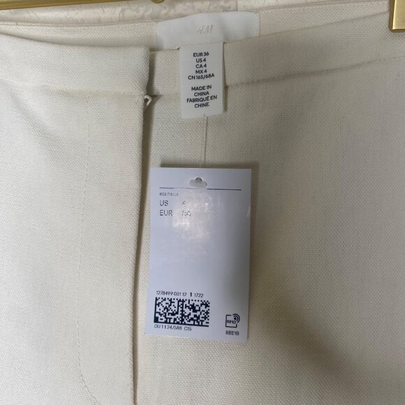 H&M Linen Cotten Trousers Pants  Womens Size 4 Straight Leg Casual Career Office - Picture 2 of 14